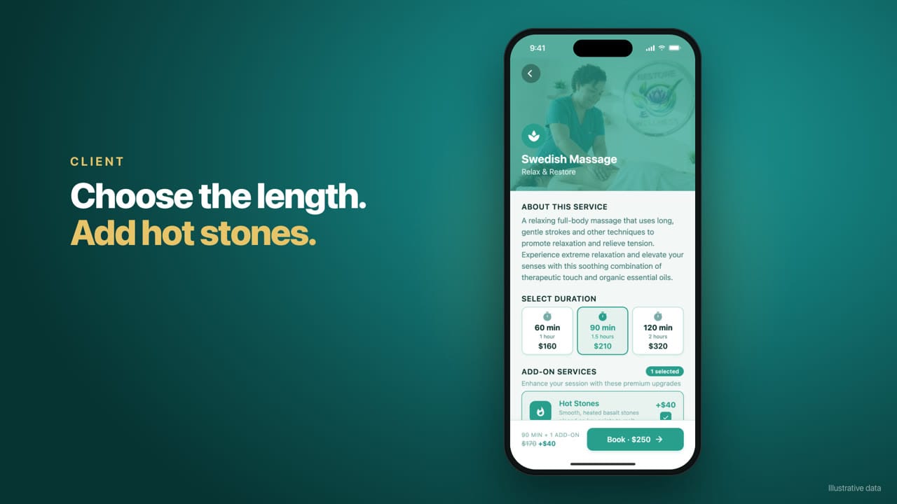 Restore Wellness Massage, an in-home massage marketplace iOS app built with React Native, Expo, Supabase, and Stripe Connect, live on the Apple App Store, by Rutwik Patel
